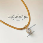 Elegant Rhinestone Pendant Necklace | Gold