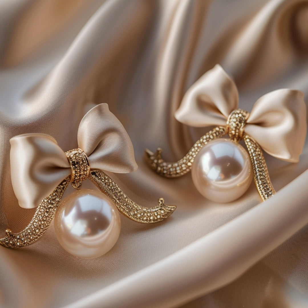 Bowtie Pearl Earrings