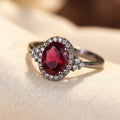 Silver Ruby Halo Ring