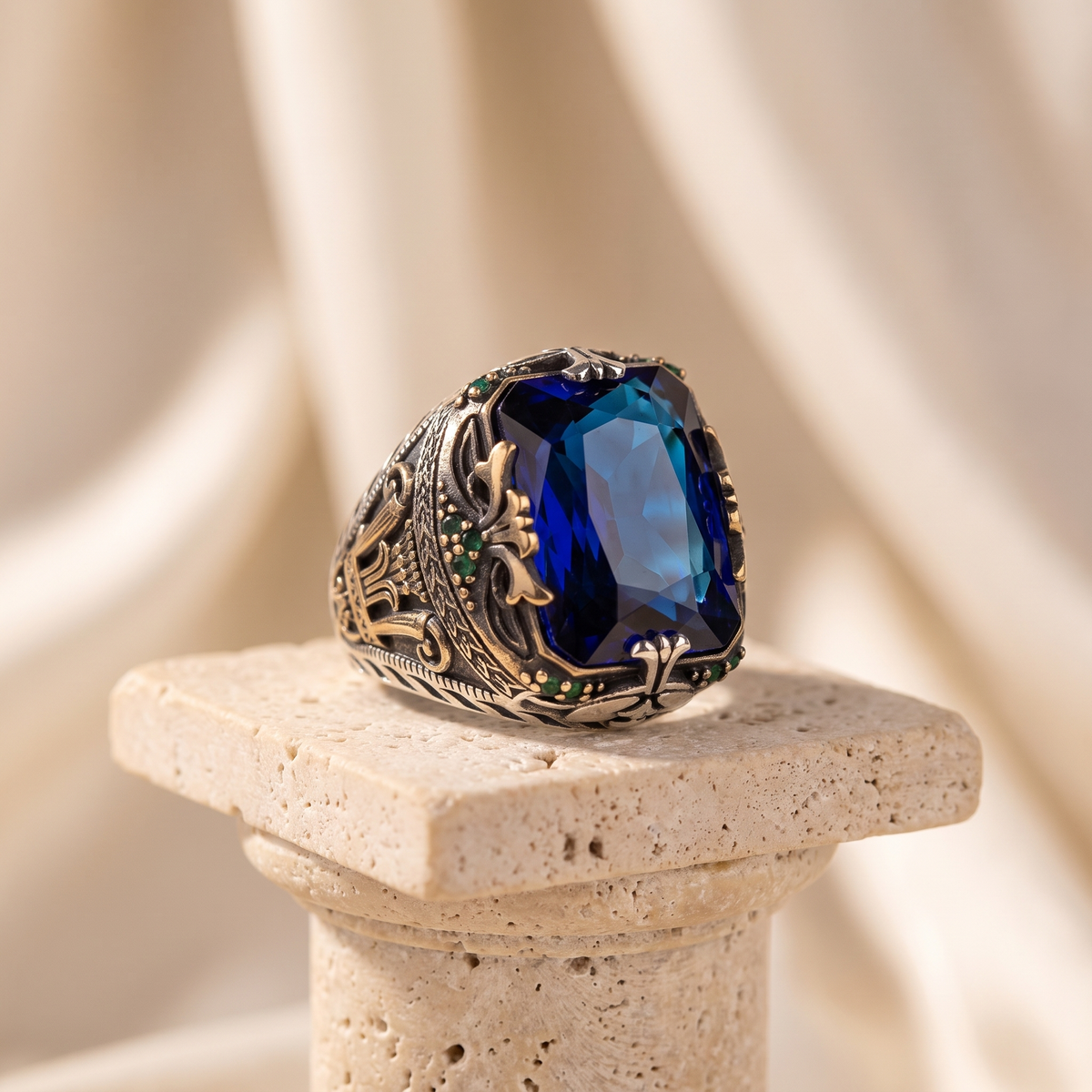 Silver Sapphire Vintage Ring
