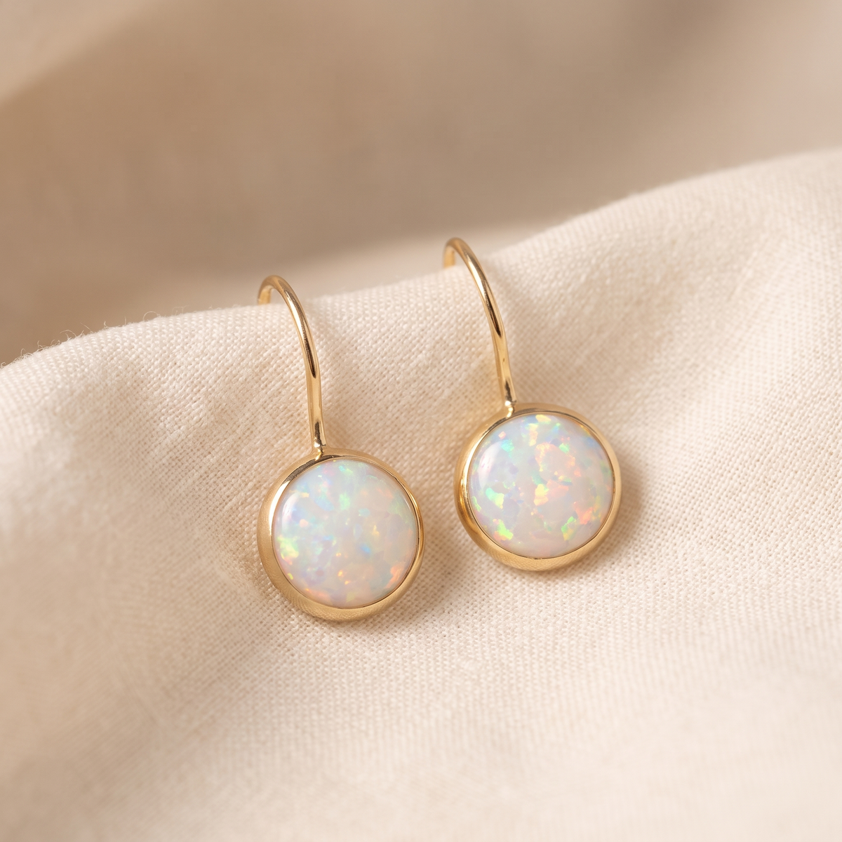 Vintage Opal Stone Gold Earrings