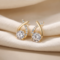 Leni - Gold Earrings with Cross and Zirconia