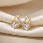 Leni - Gold Earrings with Cross and Zirconia