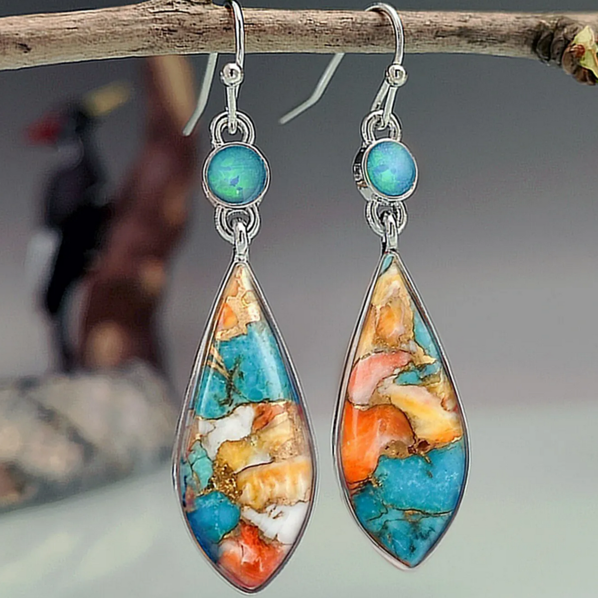 Vintage Colorful Stone Earrings