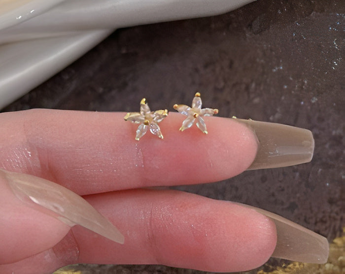 Crystal and Pearl Flower Earrings